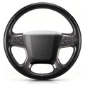 Front view of matte black carbon-fiber-style 3-piece steering wheel cover for Chevy Silverado 1500 2014-2018 & Silverado 2500/2500HD/3500/3500HD 2015-2019#color=matte black