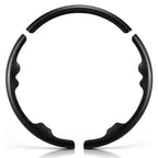 Front view of a matte black carbon-fiber-style 3-piece steering wheel cover set for Chevy Silverado 1500 2014-2018 & Silverado 2500/2500HD/3500/3500HD 2015-2019#color=matte black