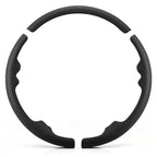 Front view of a black perforated leather 3-piece steering wheel cover set for Chevy Silverado 1500 2014-2018 & Silverado 2500/2500HD/3500/3500HD 2015-2019#color=black perforated leather