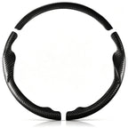 Front view of a matte black carbon-fiber-style 3-piece steering wheel cover set for Honda Civic 2016-2021 & Clarity 2018-2021#color=matte black