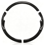 Front view of a glossy black carbon-fiber-style 3-piece steering wheel cover set for Jeep Wrangler 2018-2026#color=glossy black