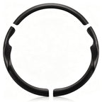 Front view of a matte black carbon-fiber-style 3-piece steering wheel cover set for Jeep Wrangler 2018-2026#color=matte black