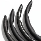 Close-up comparison of matte black carbon-fiber-style and black carbon-fiber-style 3-piece steering wheel cover finishes for 14.5-15 Inch Wheels#color=black