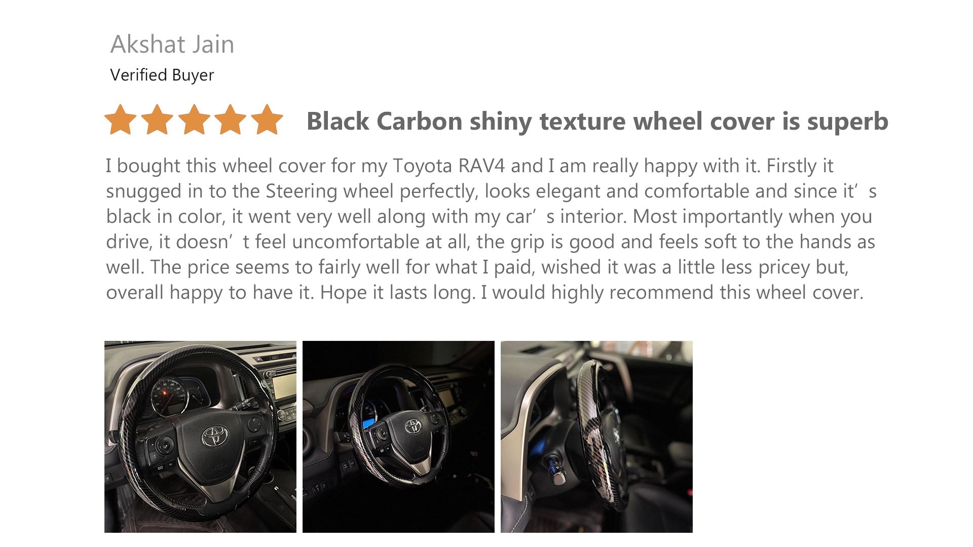 Real customer photo showing LOPHNIX steering wheel cover installed