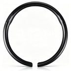 Front view of a matte black carbon-fiber-style steering wheel cover set for 14.5-15 Inch Wheels#color=matte black