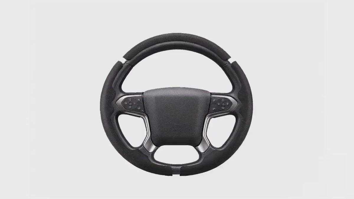 LOPHNIX 3-piece steering wheel cover for Chevy Silverado 1500 2014-2018 installation video showing easy assembly and custom fit design