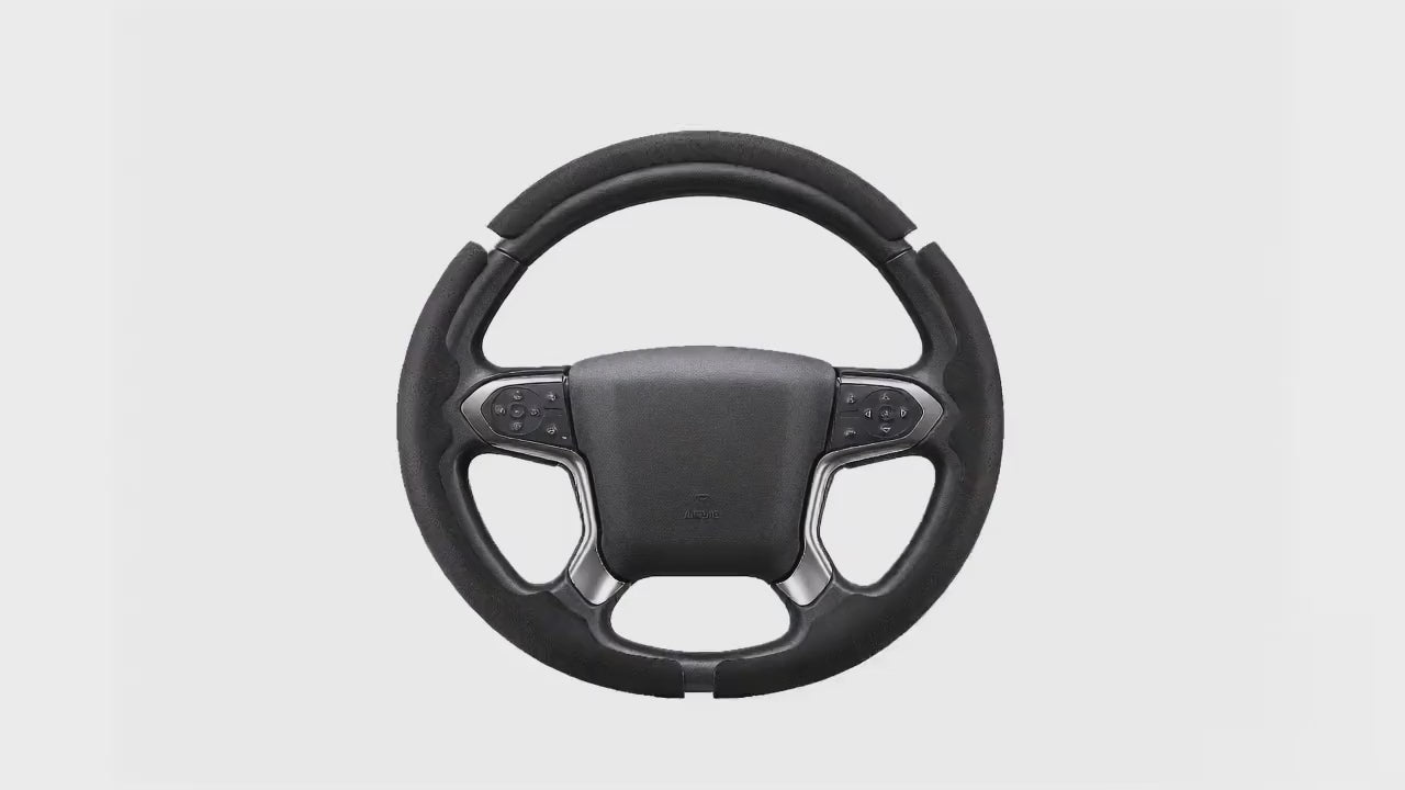 LOPHNIX 3-piece steering wheel cover for Chevy Silverado 1500 2014-2018 installation video showing easy assembly and custom fit design