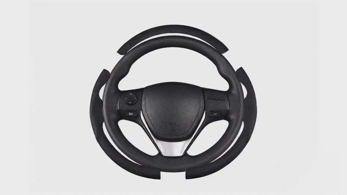 LOPHNIX 3-piece steering wheel cover for Toyota Camry 2015-2017 installation video showing easy assembly and custom fit design