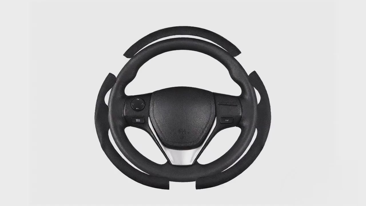 LOPHNIX 3-piece steering wheel cover for Toyota Camry 2015-2017 installation video showing easy assembly and custom fit design
