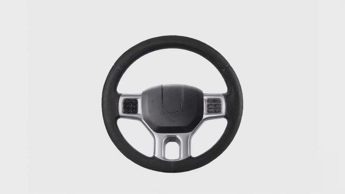 LOPHNIX 3-piece steering wheel cover for Dodge Ram 1500 2012-2018 installation video showing easy assembly and custom fit design
