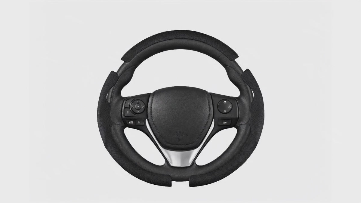 LOPHNIX 3-piece steering wheel cover for Toyota RAV4 2013-2018 and Toyota Corolla 2014-2019 installation video showing easy assembly and custom fit design
