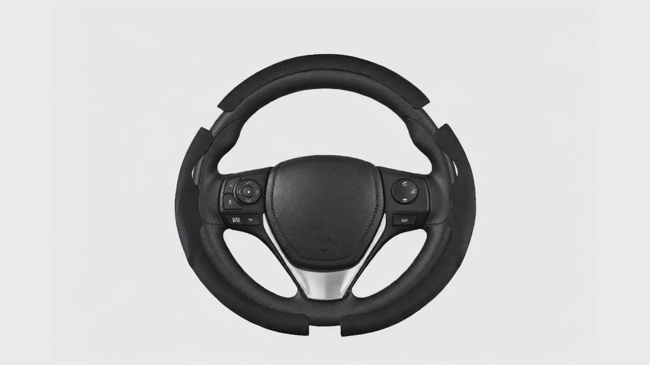 LOPHNIX 3-piece steering wheel cover for Toyota RAV4 2013-2018 and Toyota Corolla 2014-2019 installation video showing easy assembly and custom fit design